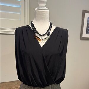 Express Black Draped Blouse Bodysuit